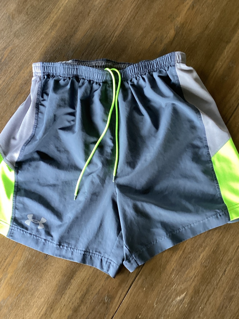 Under Armour Gray Shorts with Neon Yellow-Green Accents